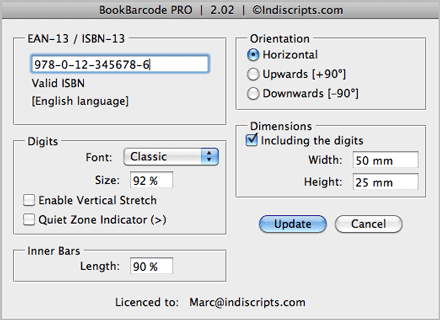 BookBarcode Pro English Interface (Mac OS)
