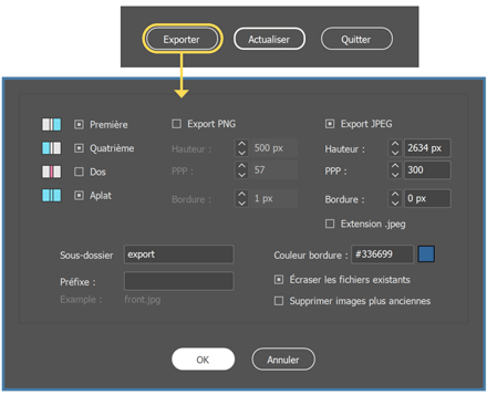 Une des fonctions magiques de la version PRO : l'export PNG ou JPG des plats de couverture.