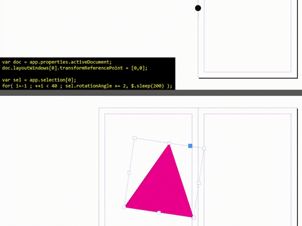 Rotation of a triangle around the transform reference point.