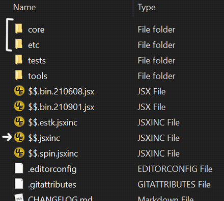 Main IdExtenso's files and folders.