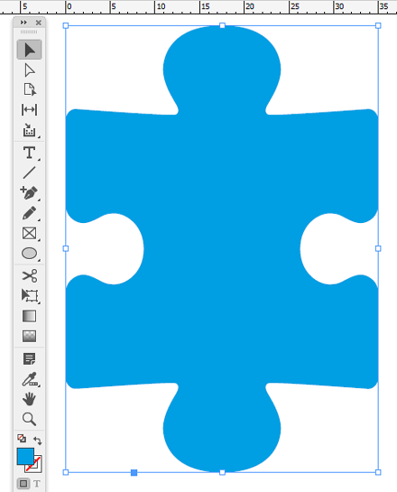 A simple Bézier shape (currently selected in InDesign.)