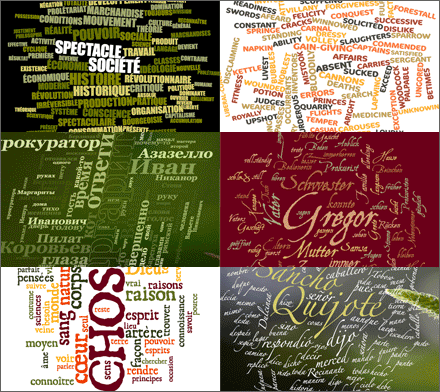 Quelques exemples de nuages de mots créés avec Wordalizer (PDF, 7 pages)